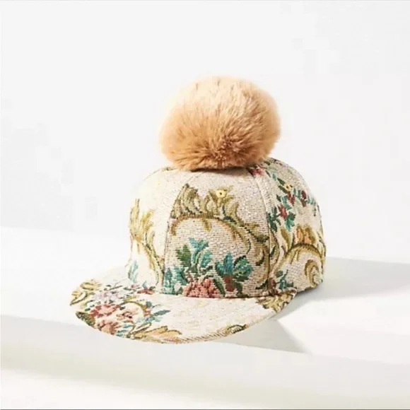 Anthropologie Pommed Brocade Baseball Hat Anthropologie WYETH Womens Green Wool Blend Baseball Hat | eBay main image 4